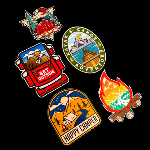 5 pack Camping Stickers